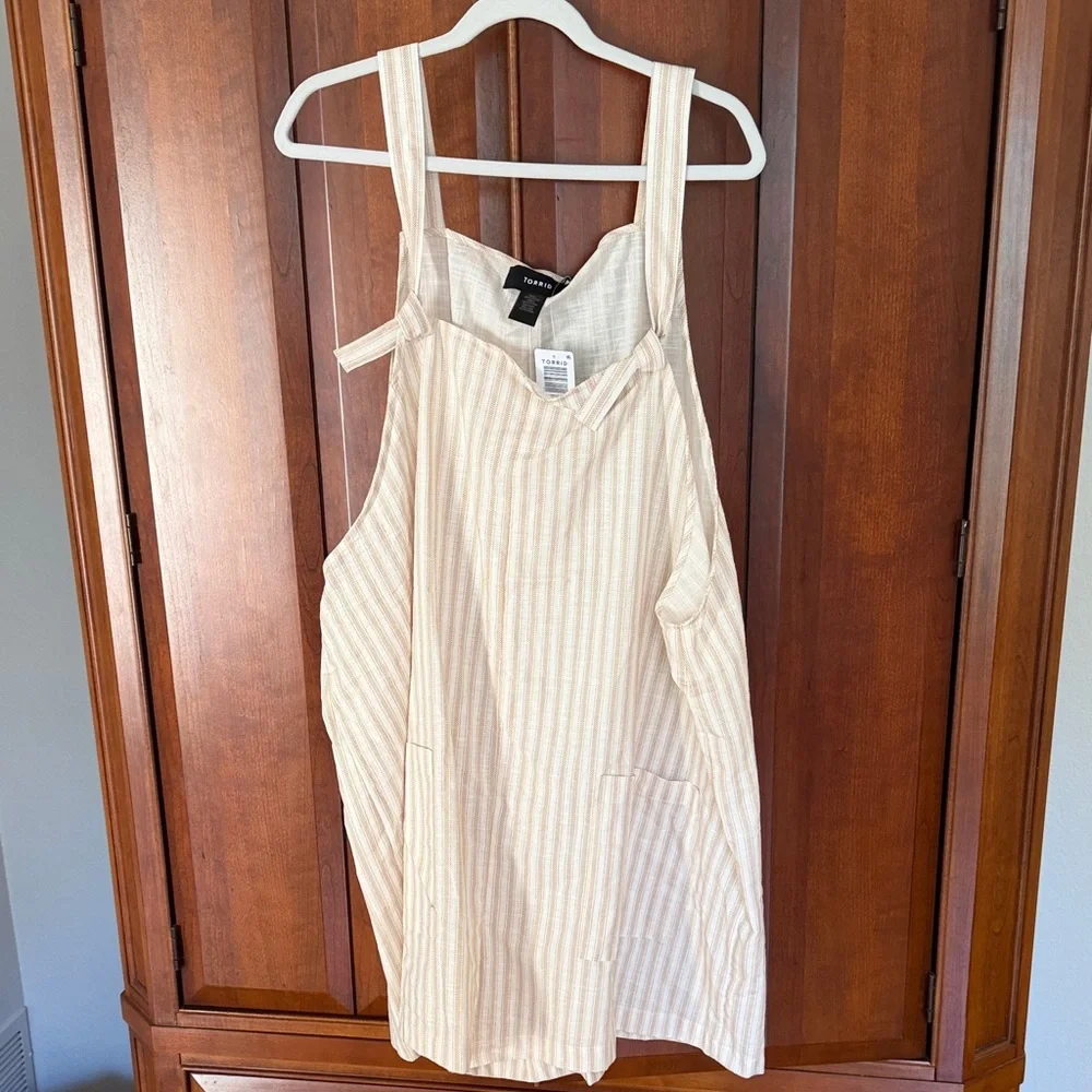 torrid Cream and Tan Striped Pinafore Tunic - Picture 1 of 2